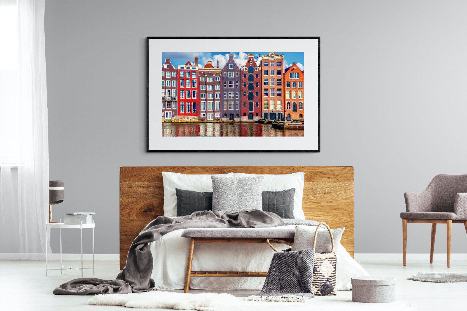 Canal Buildings-Wall_Art-150 x 100cm-Framed Print-Black-Pixalot