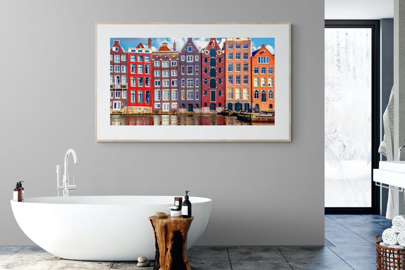Canal Buildings-Wall_Art-180 x 110cm-Framed Print-Wood-Pixalot