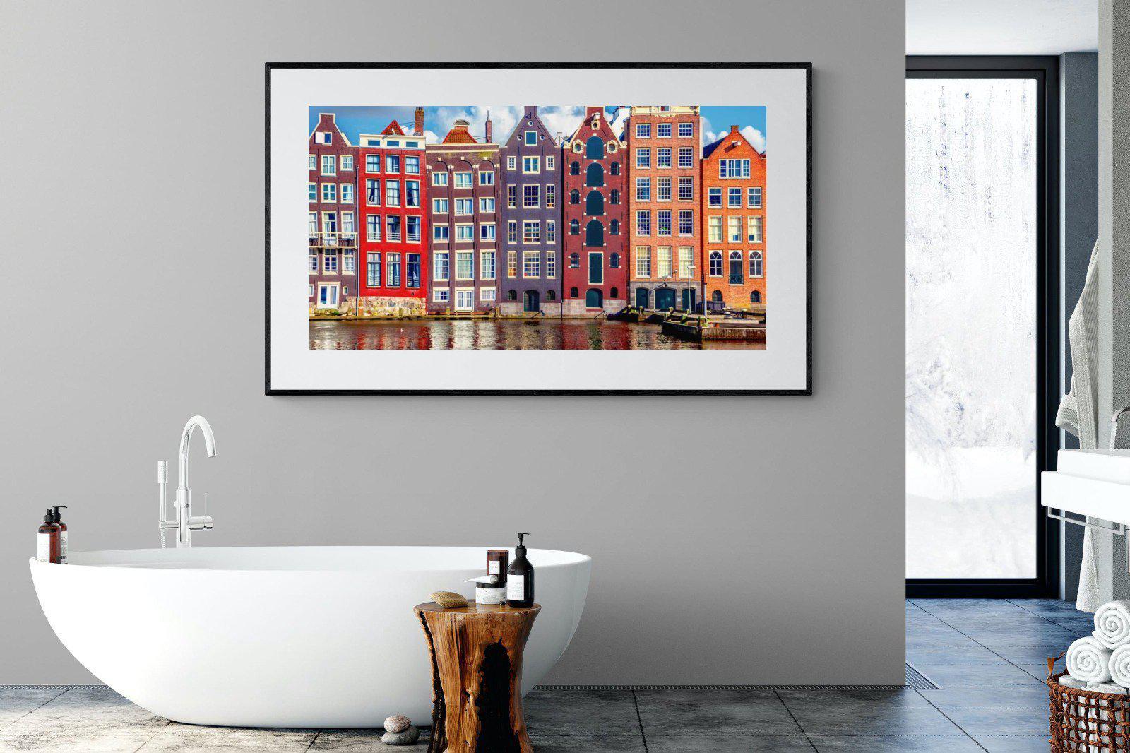 Canal Buildings-Wall_Art-180 x 110cm-Framed Print-Black-Pixalot