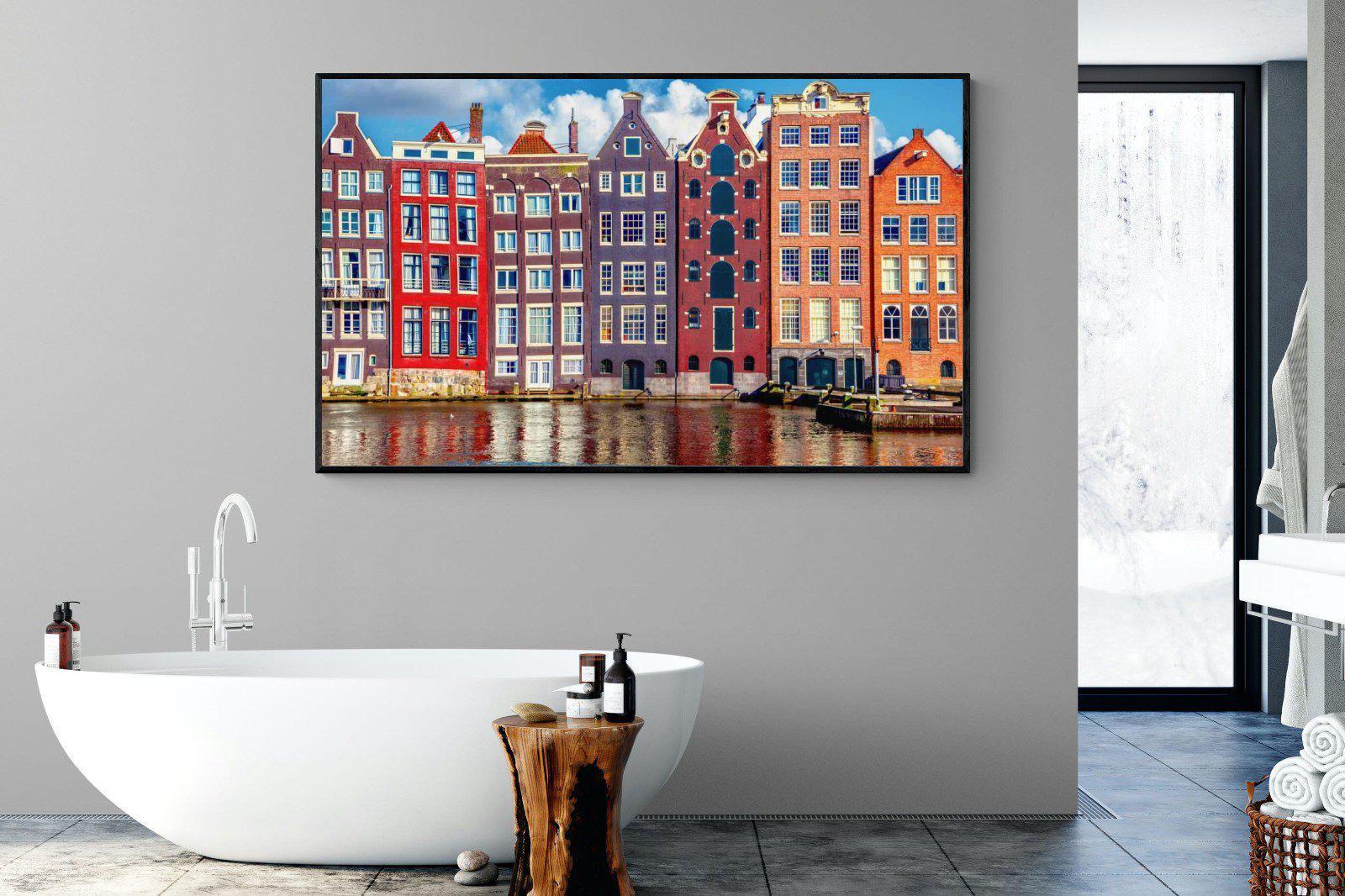 Canal Buildings-Wall_Art-180 x 110cm-Mounted Canvas-Black-Pixalot