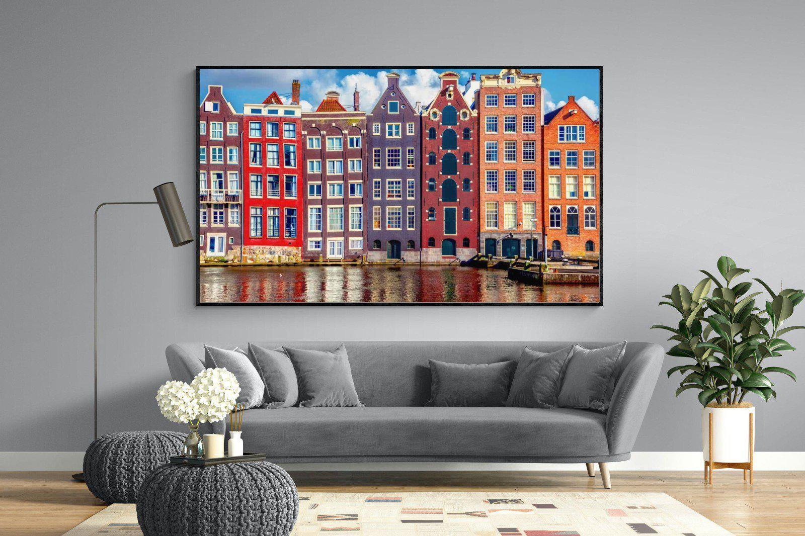 Canal Buildings-Wall_Art-220 x 130cm-Mounted Canvas-Black-Pixalot