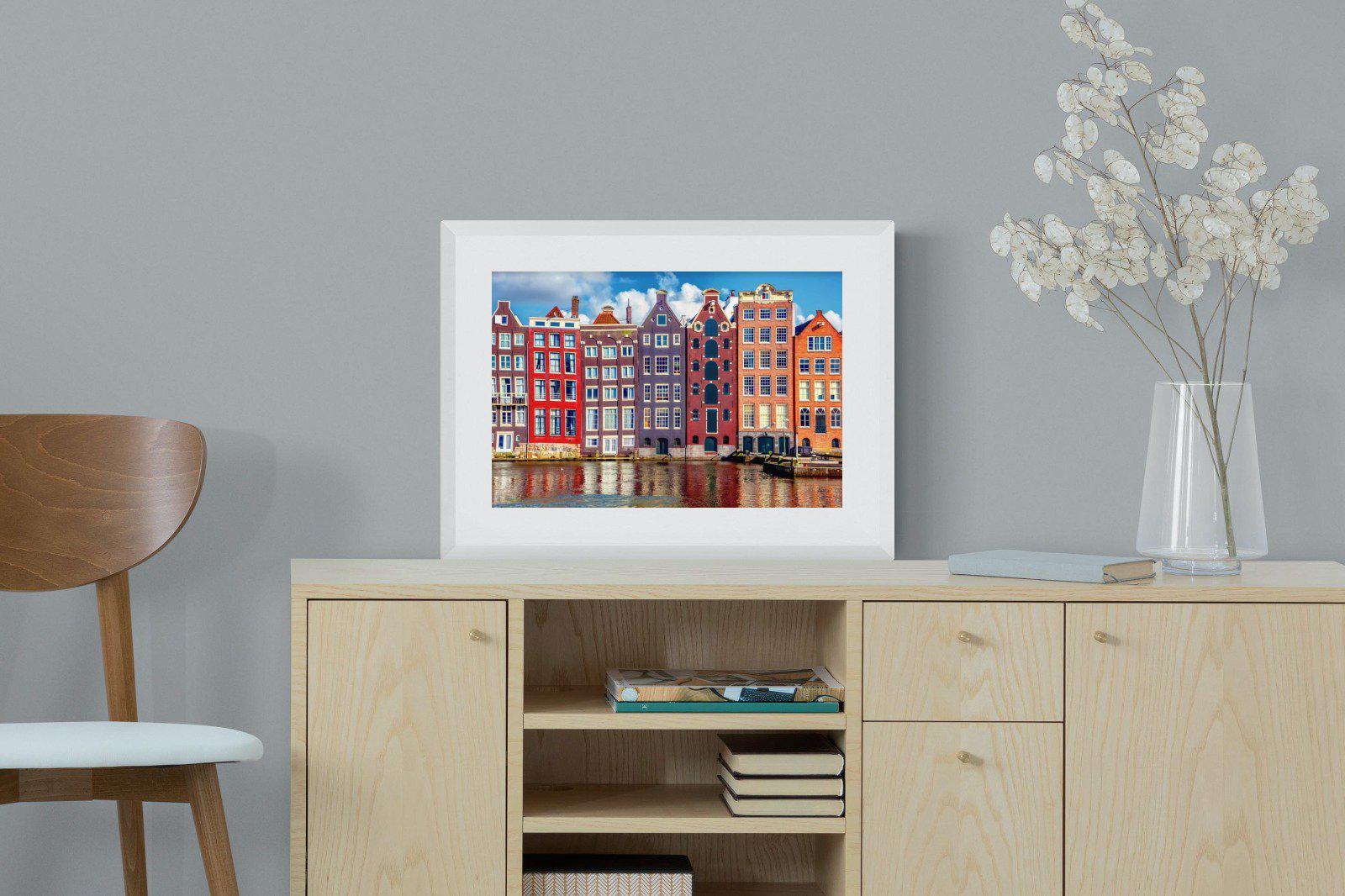 Canal Buildings-Wall_Art-60 x 45cm-Framed Print-White-Pixalot