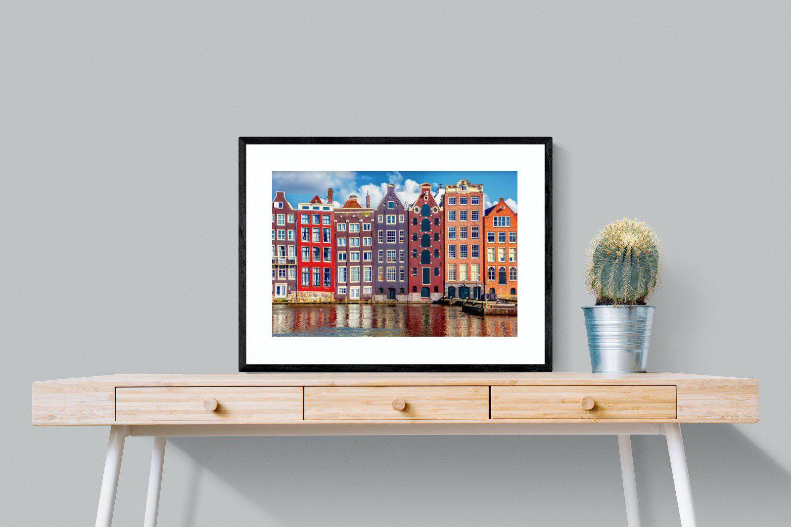 Canal Buildings-Wall_Art-80 x 60cm-Framed Print-Black-Pixalot