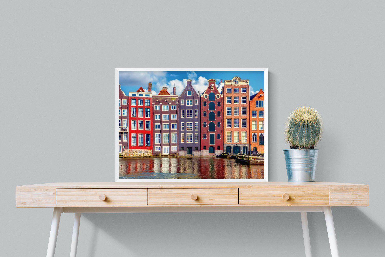 Canal Buildings-Wall_Art-80 x 60cm-Mounted Canvas-White-Pixalot