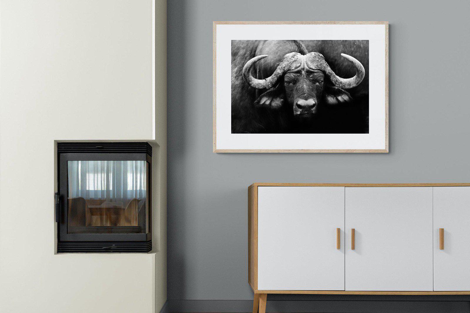 Cape Buffalo-Wall_Art-100 x 75cm-Framed Print-Wood-Pixalot