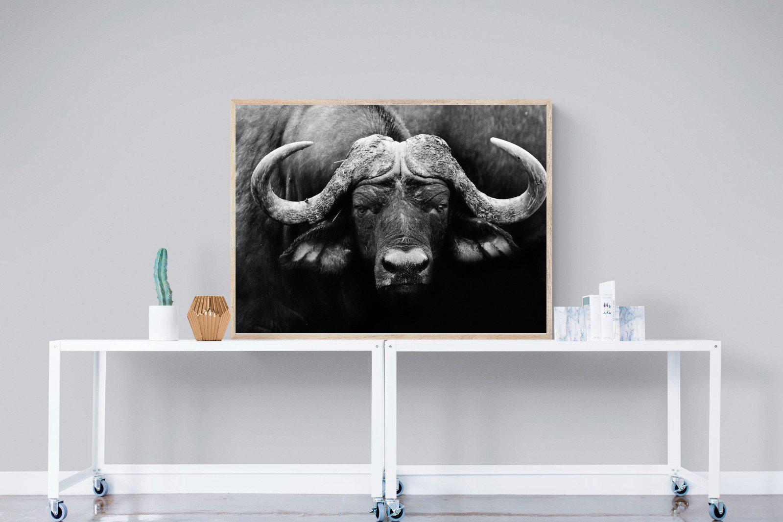 Cape Buffalo-Wall_Art-120 x 90cm-Mounted Canvas-Wood-Pixalot