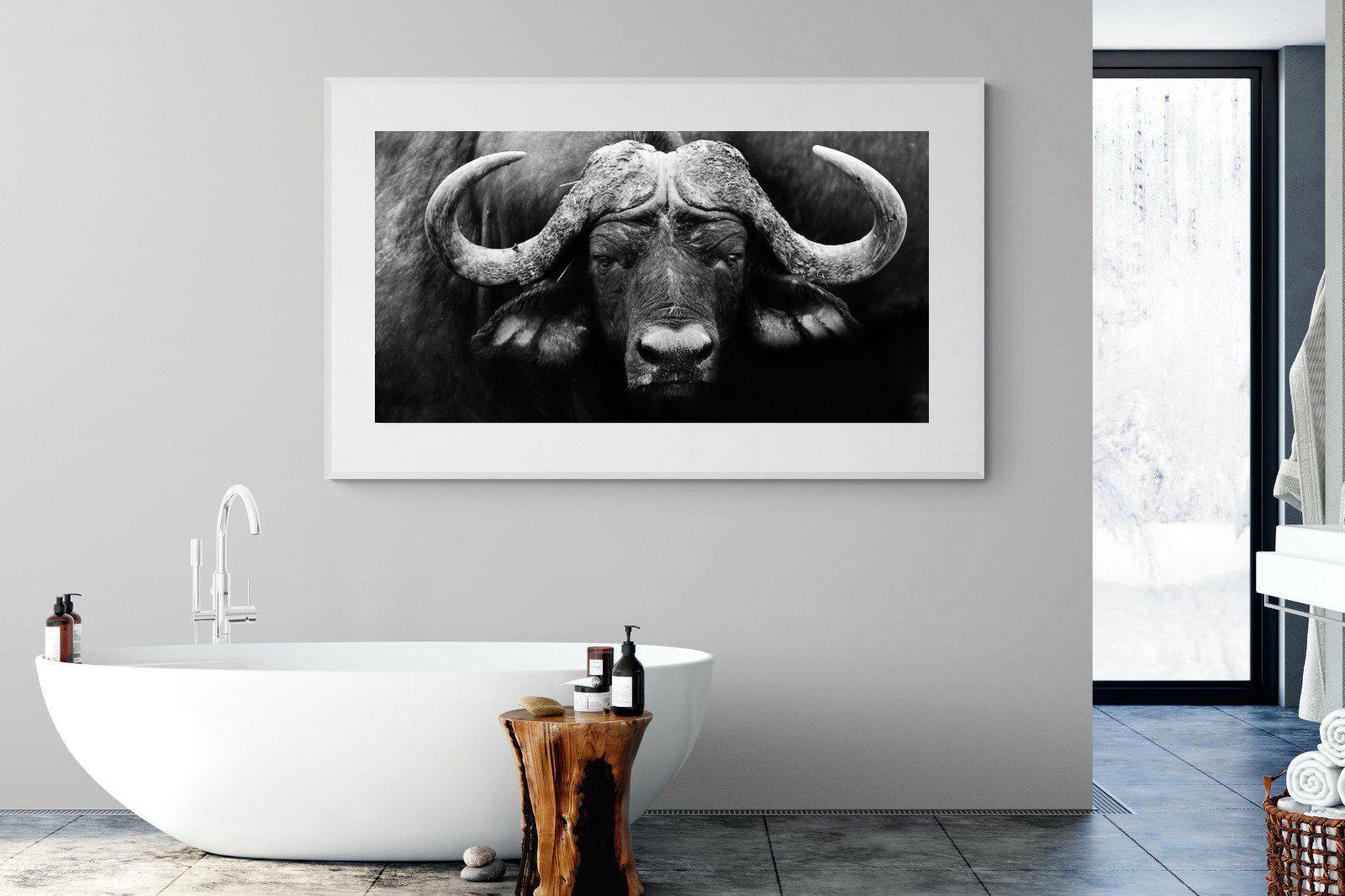 Cape Buffalo-Wall_Art-180 x 110cm-Framed Print-White-Pixalot