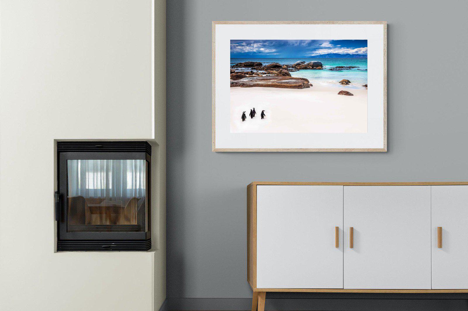 Cape Penguins-Wall_Art-100 x 75cm-Framed Print-Wood-Pixalot