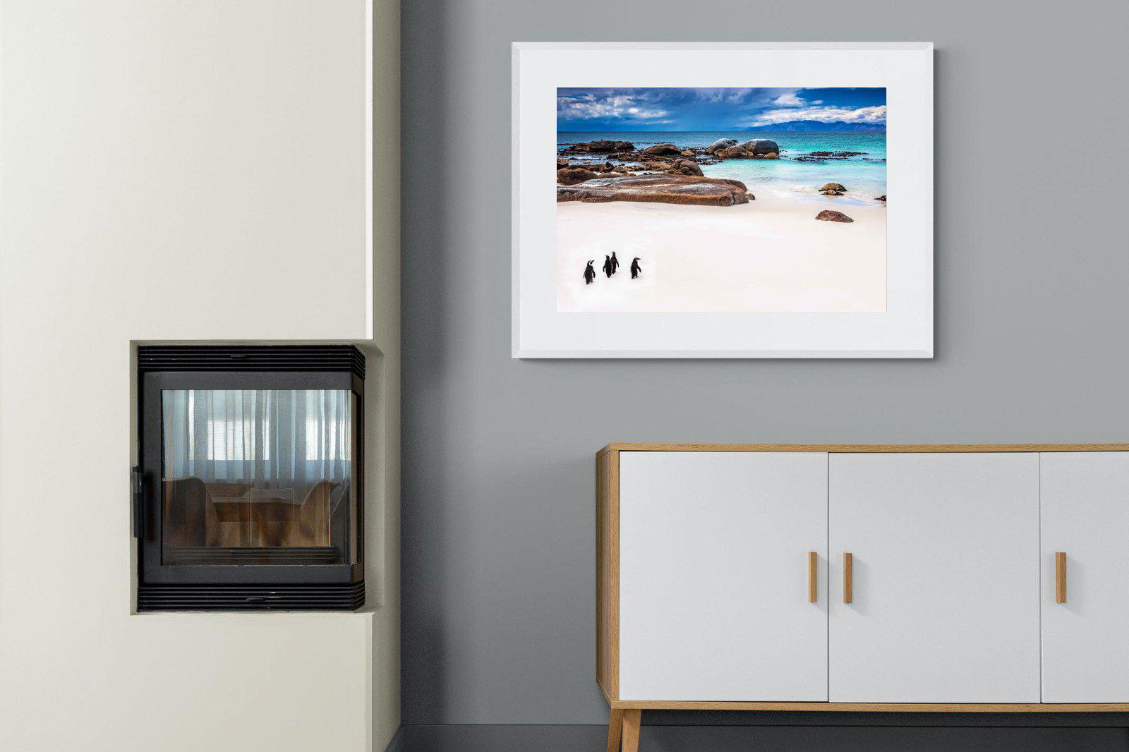Cape Penguins-Wall_Art-100 x 75cm-Framed Print-White-Pixalot
