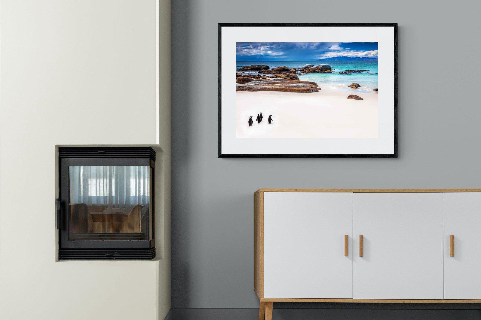 Cape Penguins-Wall_Art-100 x 75cm-Framed Print-Black-Pixalot