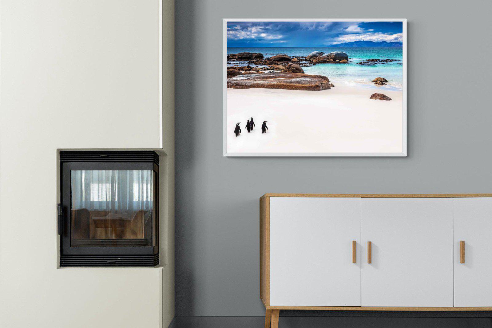 Cape Penguins-Wall_Art-100 x 75cm-Mounted Canvas-White-Pixalot
