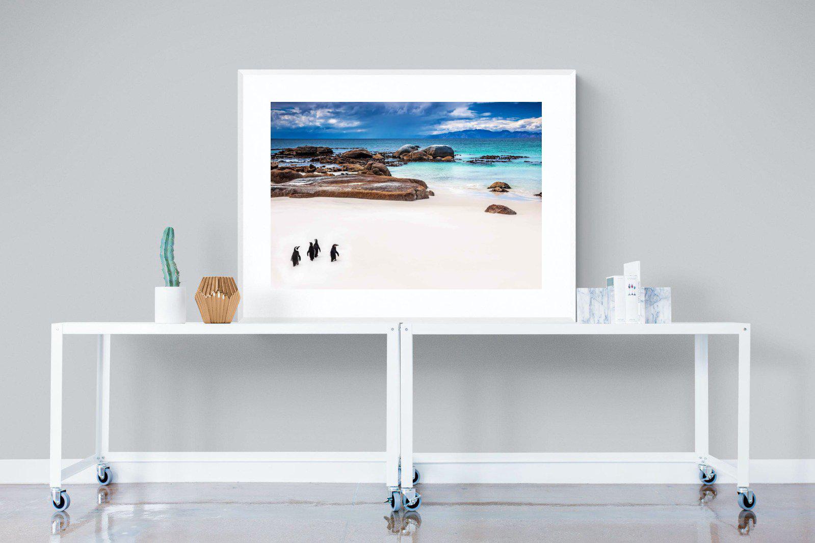 Cape Penguins-Wall_Art-120 x 90cm-Framed Print-White-Pixalot
