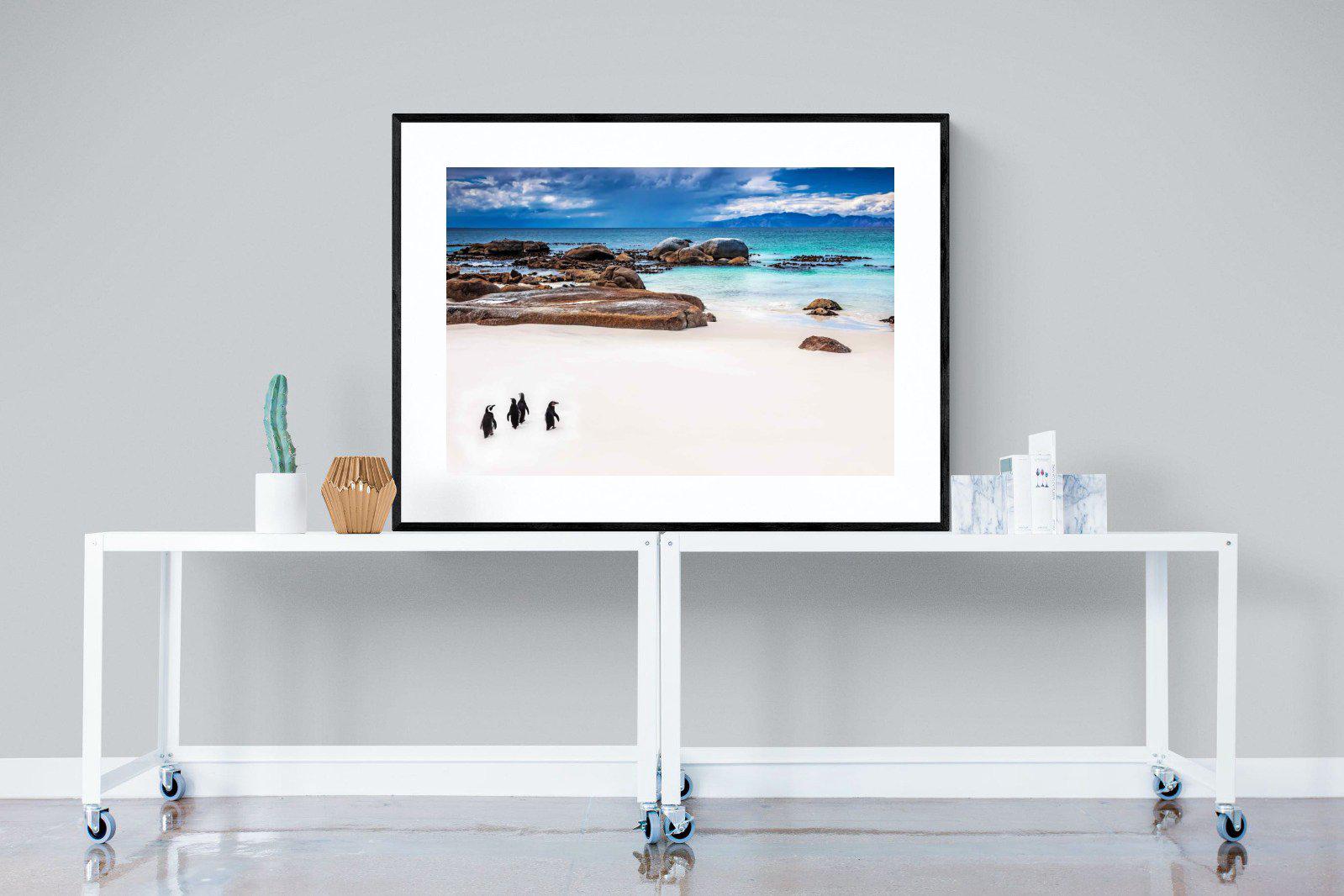 Cape Penguins-Wall_Art-120 x 90cm-Framed Print-Black-Pixalot