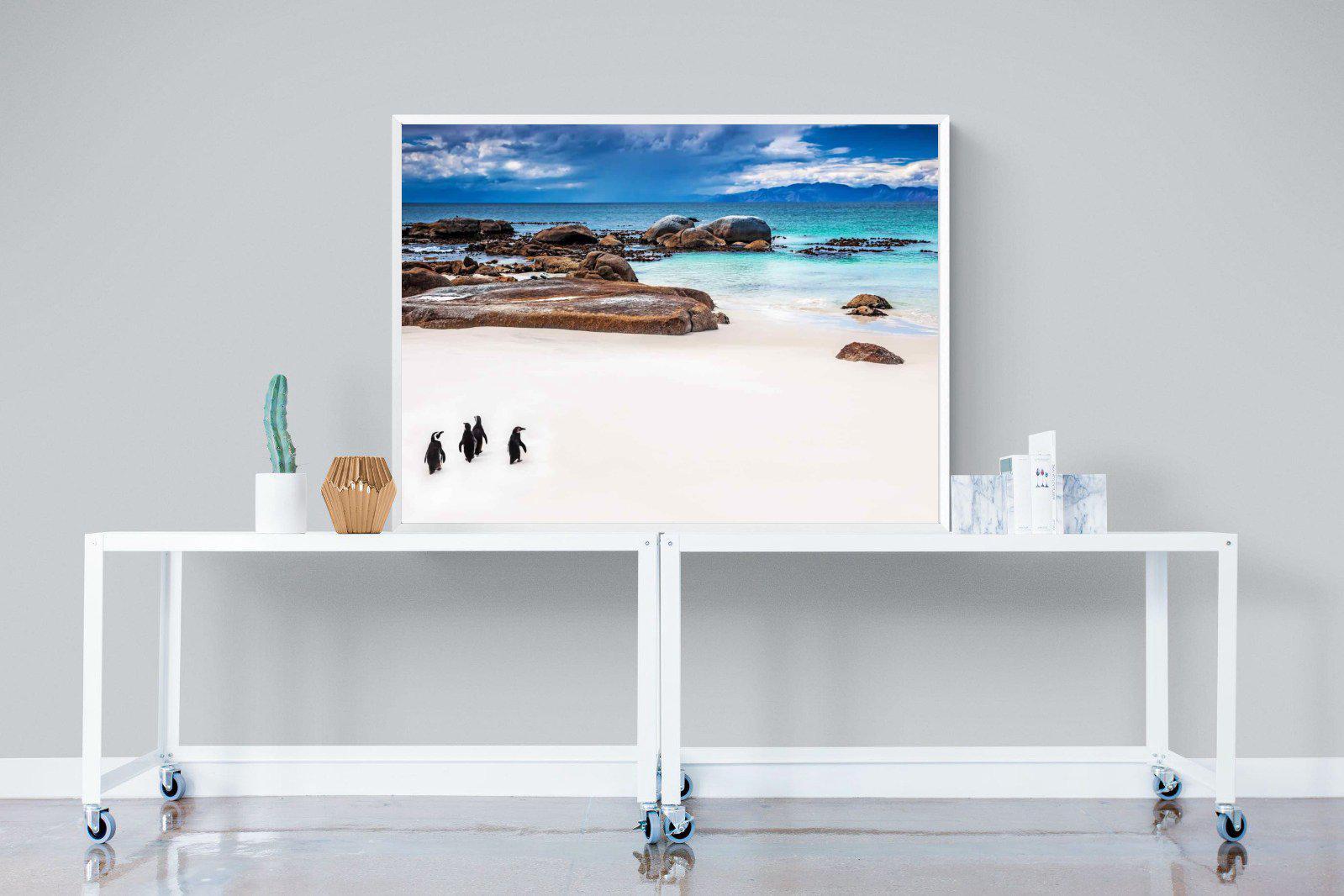 Cape Penguins-Wall_Art-120 x 90cm-Mounted Canvas-White-Pixalot