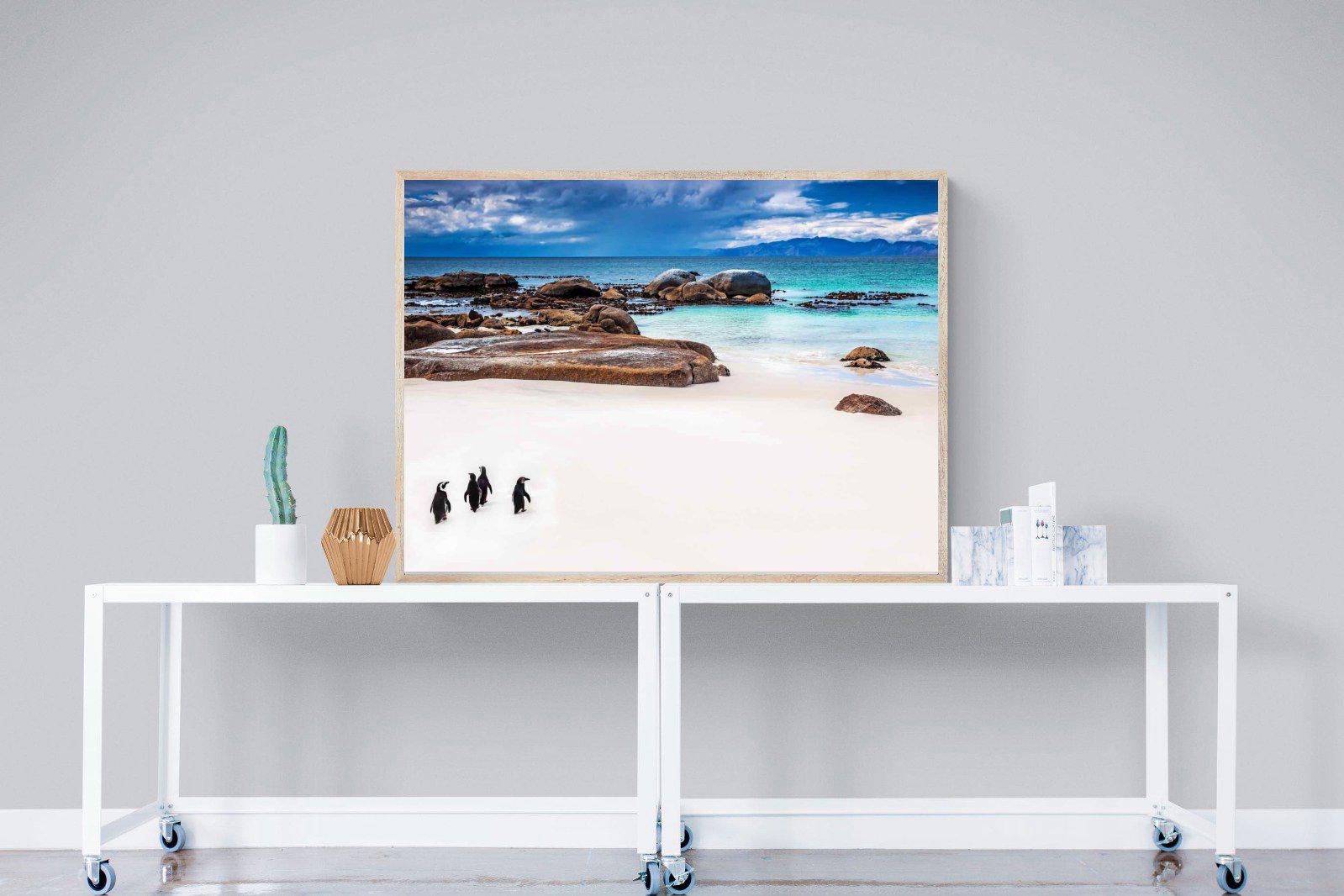 Cape Penguins-Wall_Art-120 x 90cm-Mounted Canvas-Wood-Pixalot