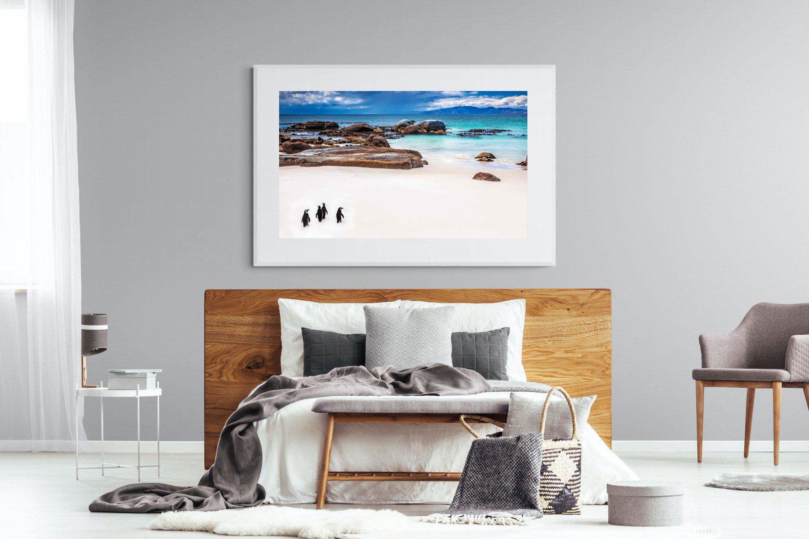 Cape Penguins-Wall_Art-150 x 100cm-Framed Print-White-Pixalot