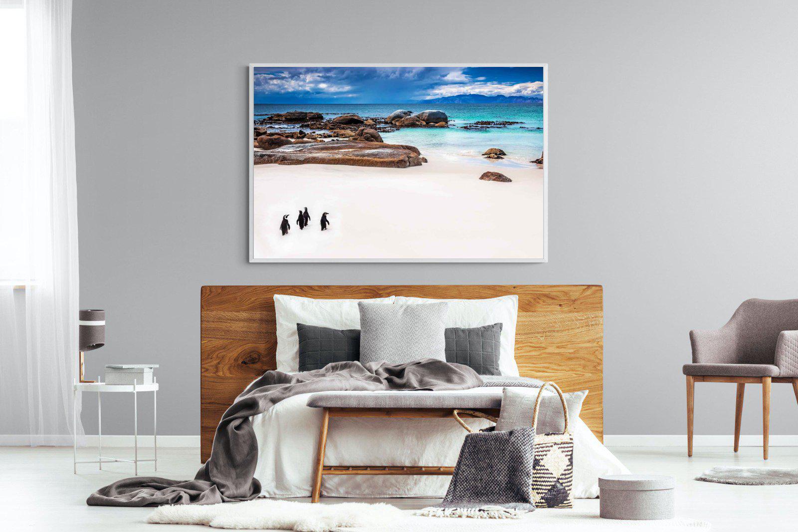 Cape Penguins-Wall_Art-150 x 100cm-Mounted Canvas-White-Pixalot