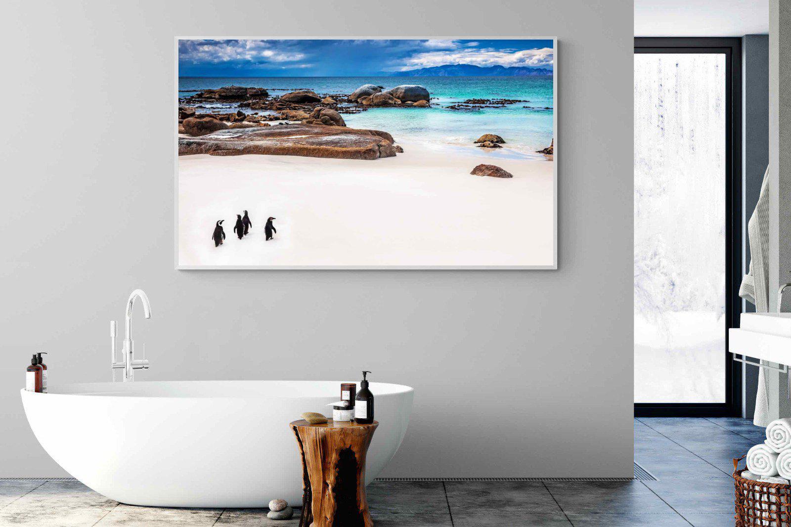 Cape Penguins-Wall_Art-180 x 110cm-Mounted Canvas-White-Pixalot