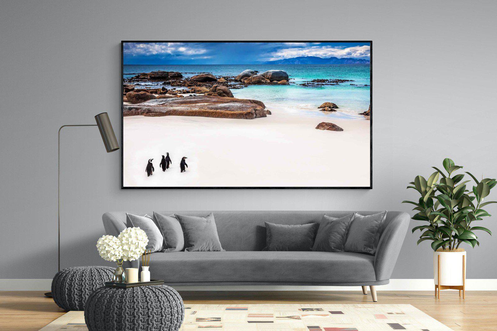 Cape Penguins-Wall_Art-220 x 130cm-Mounted Canvas-Black-Pixalot