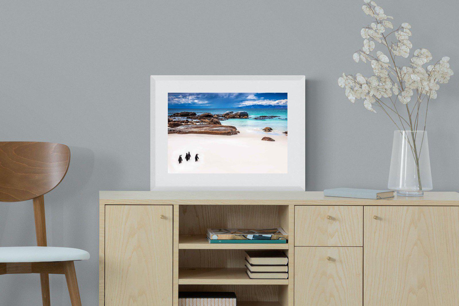 Cape Penguins-Wall_Art-60 x 45cm-Framed Print-White-Pixalot