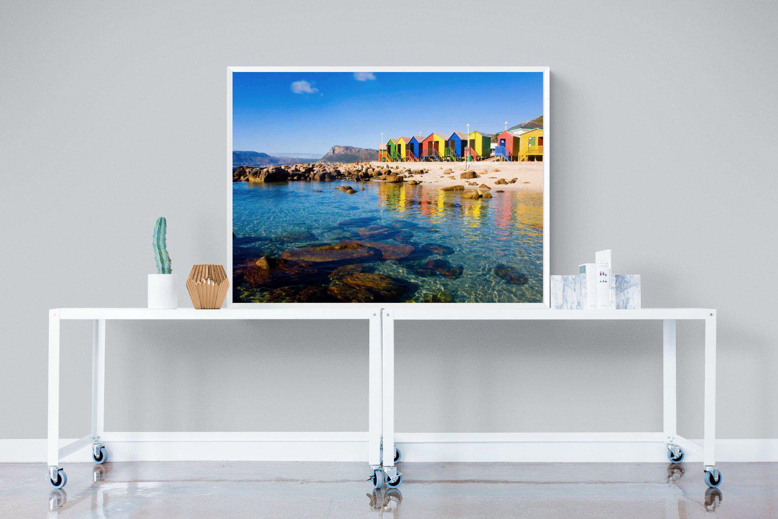 Cape Town Beach Huts-Wall_Art-120 x 90cm-Mounted Canvas-White-Pixalot