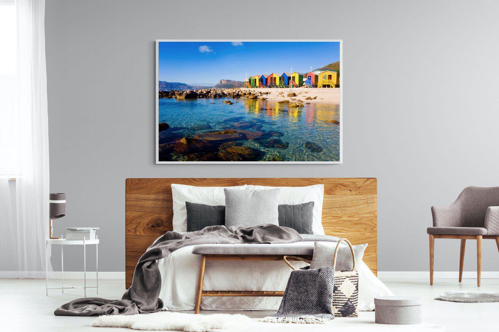 Cape Town Beach Huts-Wall_Art-150 x 100cm-Mounted Canvas-White-Pixalot