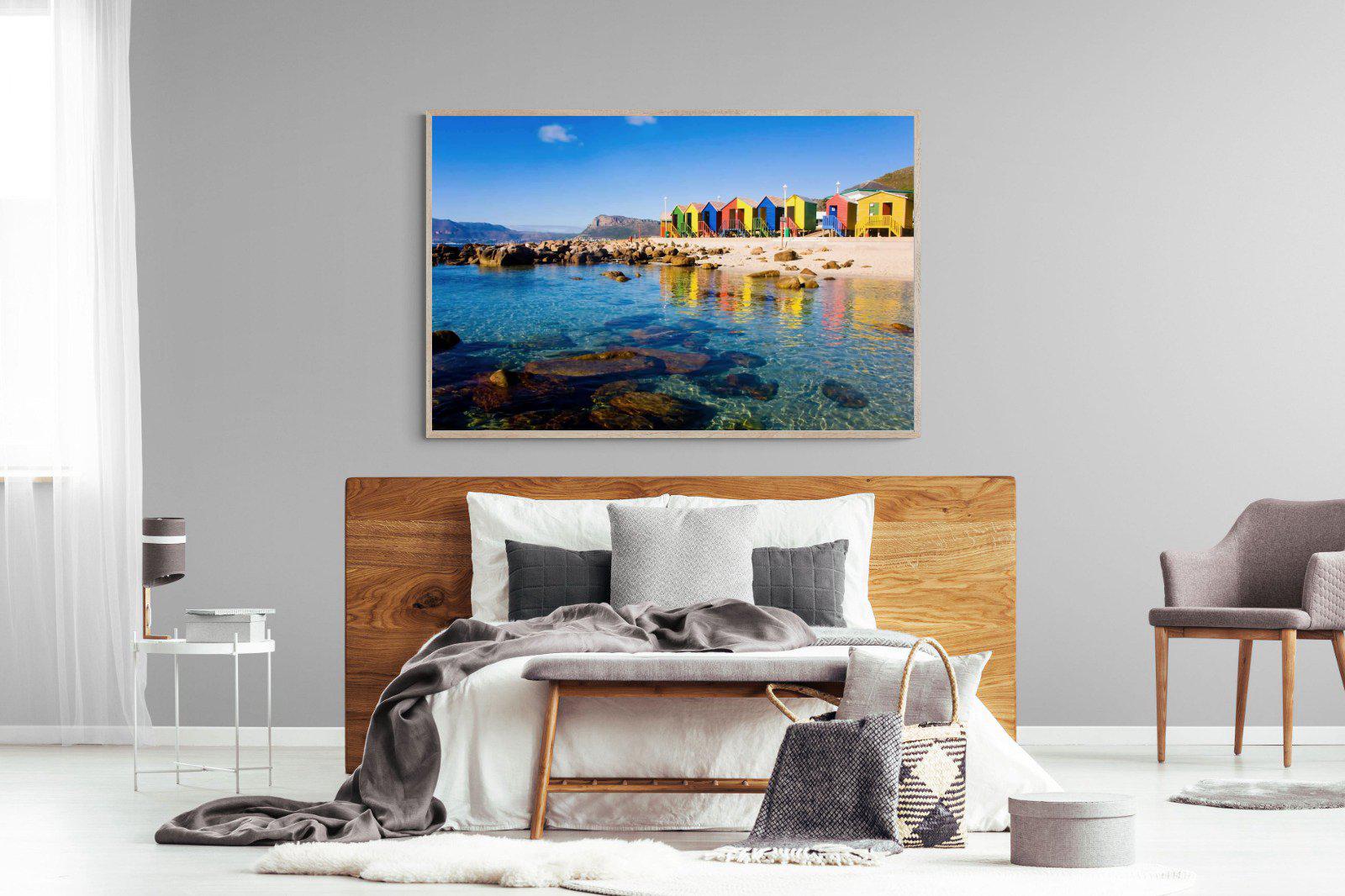 Cape Town Beach Huts-Wall_Art-150 x 100cm-Mounted Canvas-Wood-Pixalot