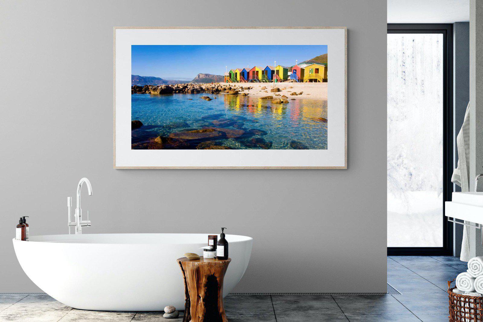 Cape Town Beach Huts-Wall_Art-180 x 110cm-Framed Print-Wood-Pixalot