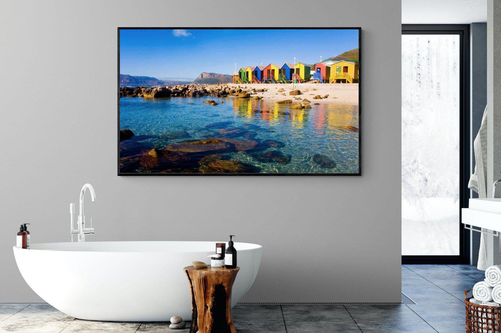 Cape Town Beach Huts-Wall_Art-180 x 110cm-Mounted Canvas-Black-Pixalot