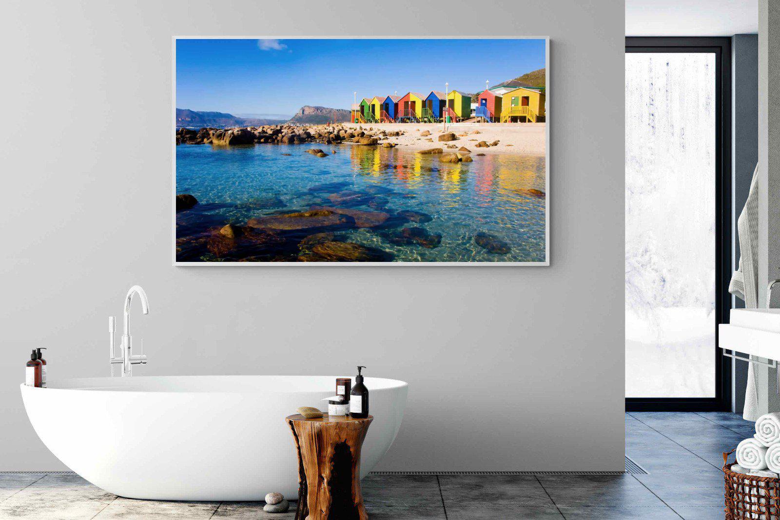 Cape Town Beach Huts-Wall_Art-180 x 110cm-Mounted Canvas-White-Pixalot