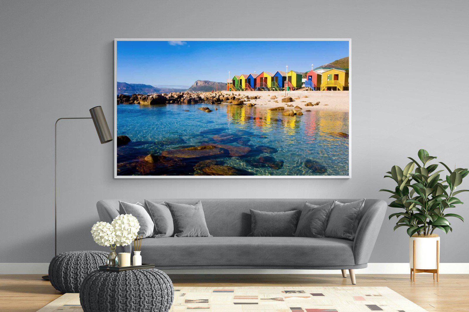 Cape Town Beach Huts-Wall_Art-220 x 130cm-Mounted Canvas-White-Pixalot