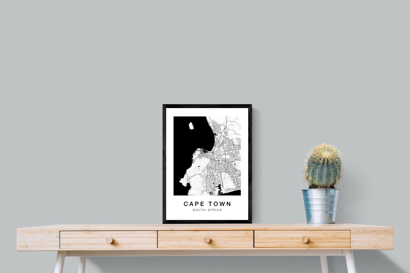 Cape Town City Map-Wall_Art-45 x 60cm-Framed Print-Black-Pixalot
