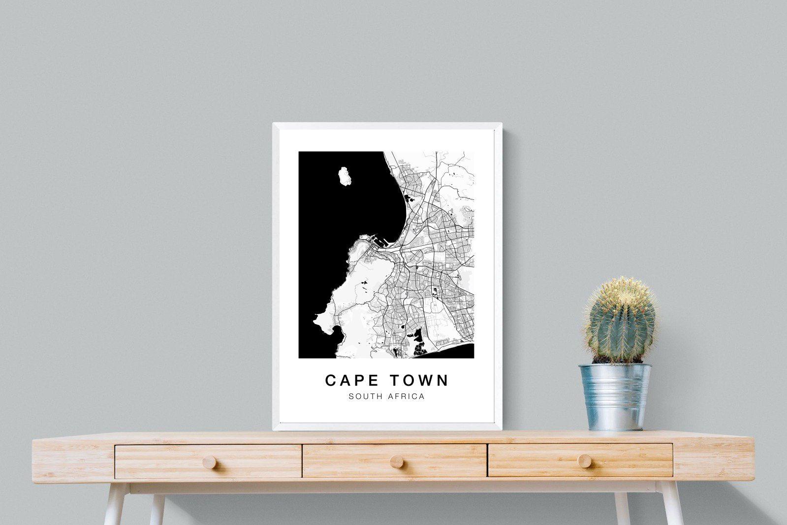 Cape Town City Map-Wall_Art-60 x 80cm-Framed Print-White-Pixalot