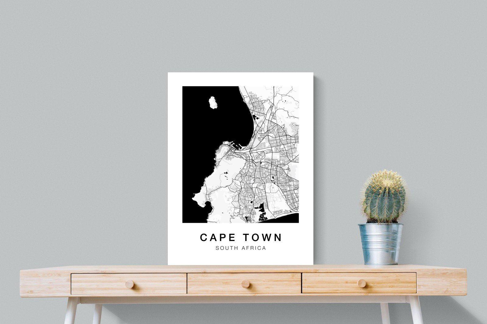 Cape Town City Map-Wall_Art-60 x 80cm-Mounted Canvas-No Frame-Pixalot