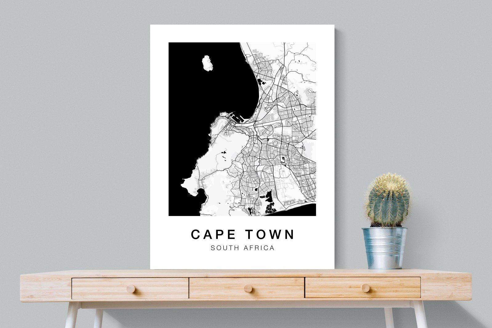 Cape Town City Map-Wall_Art-75 x 100cm-Mounted Canvas-No Frame-Pixalot