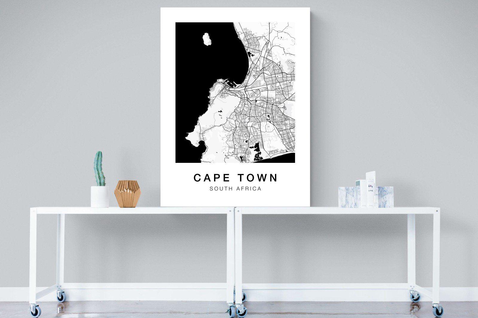 Cape Town City Map-Wall_Art-90 x 120cm-Mounted Canvas-No Frame-Pixalot
