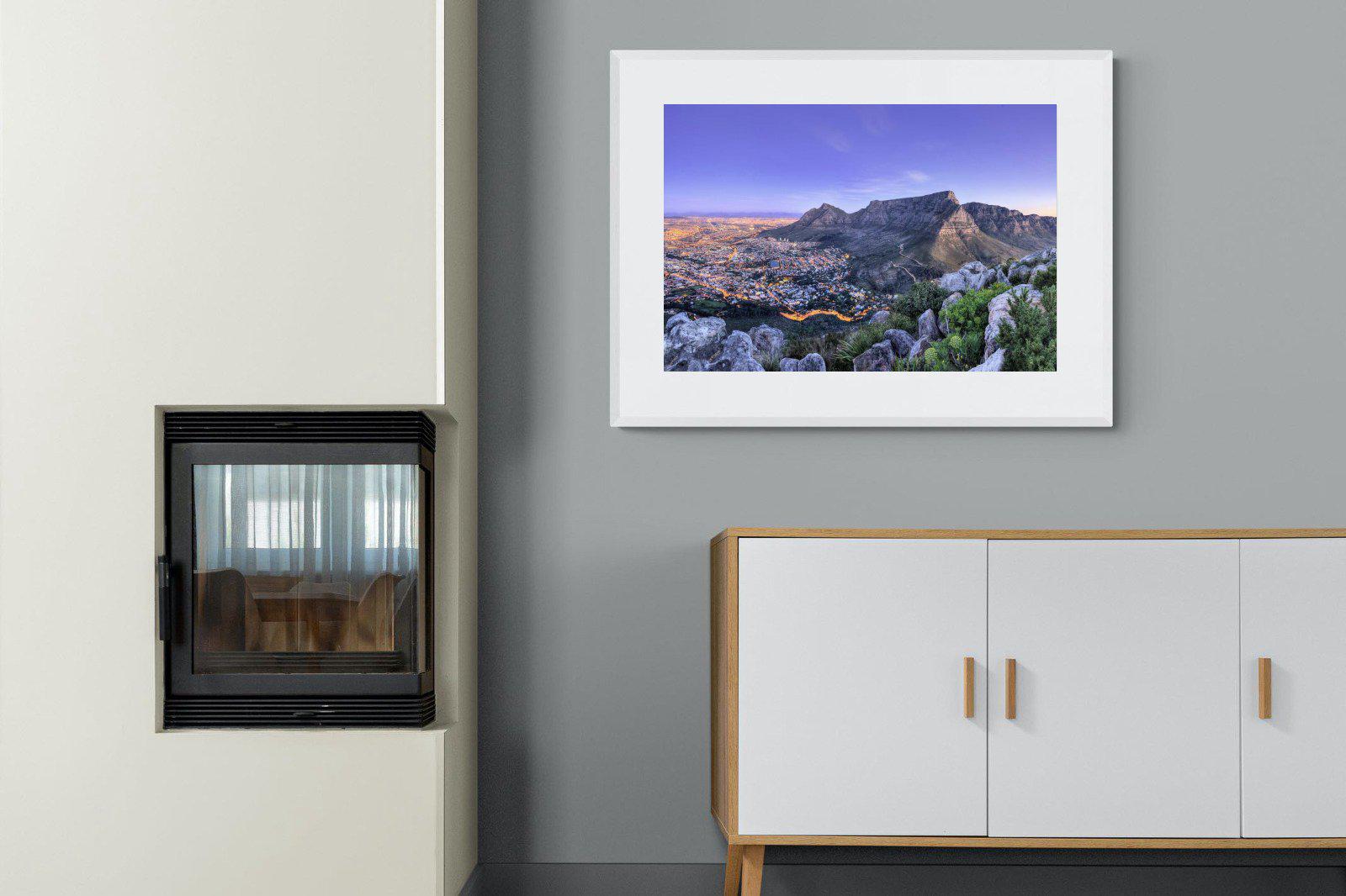 Cape Town at Dusk-Wall_Art-100 x 75cm-Framed Print-White-Pixalot