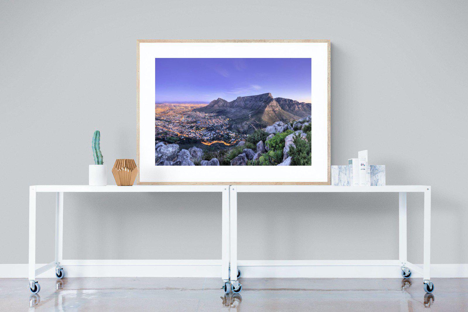 Cape Town at Dusk-Wall_Art-120 x 90cm-Framed Print-Wood-Pixalot