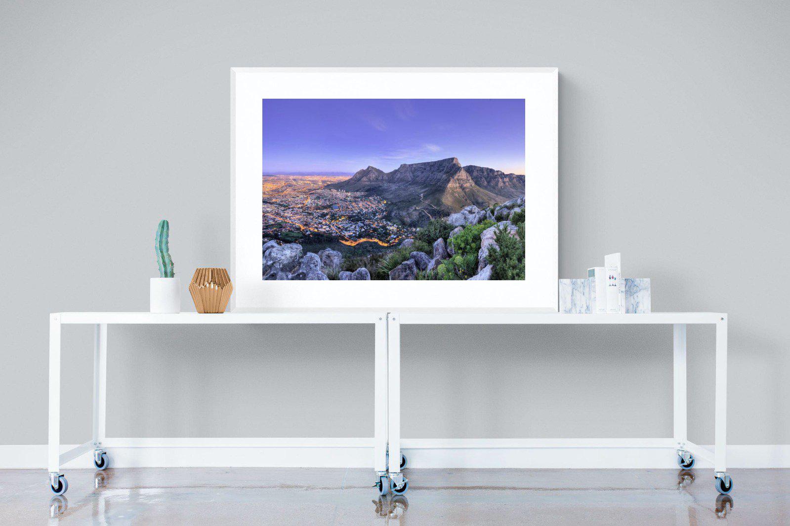 Cape Town at Dusk-Wall_Art-120 x 90cm-Framed Print-White-Pixalot