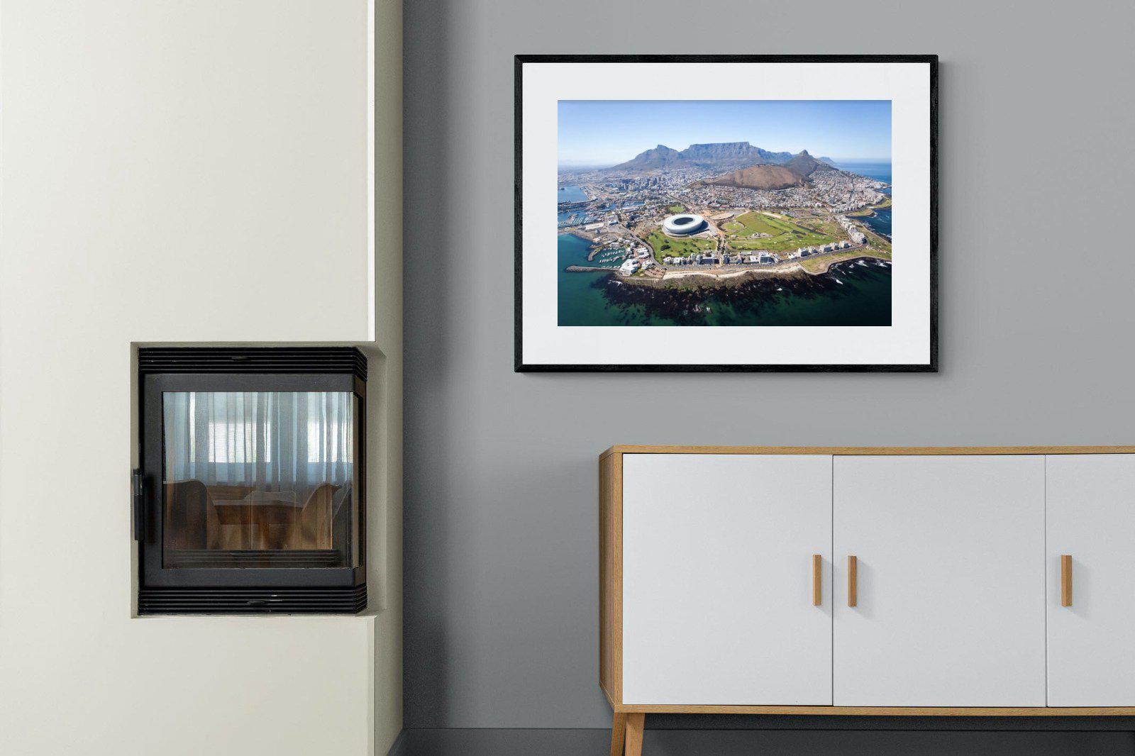 Cape Town by Air-Wall_Art-100 x 75cm-Framed Print-Black-Pixalot