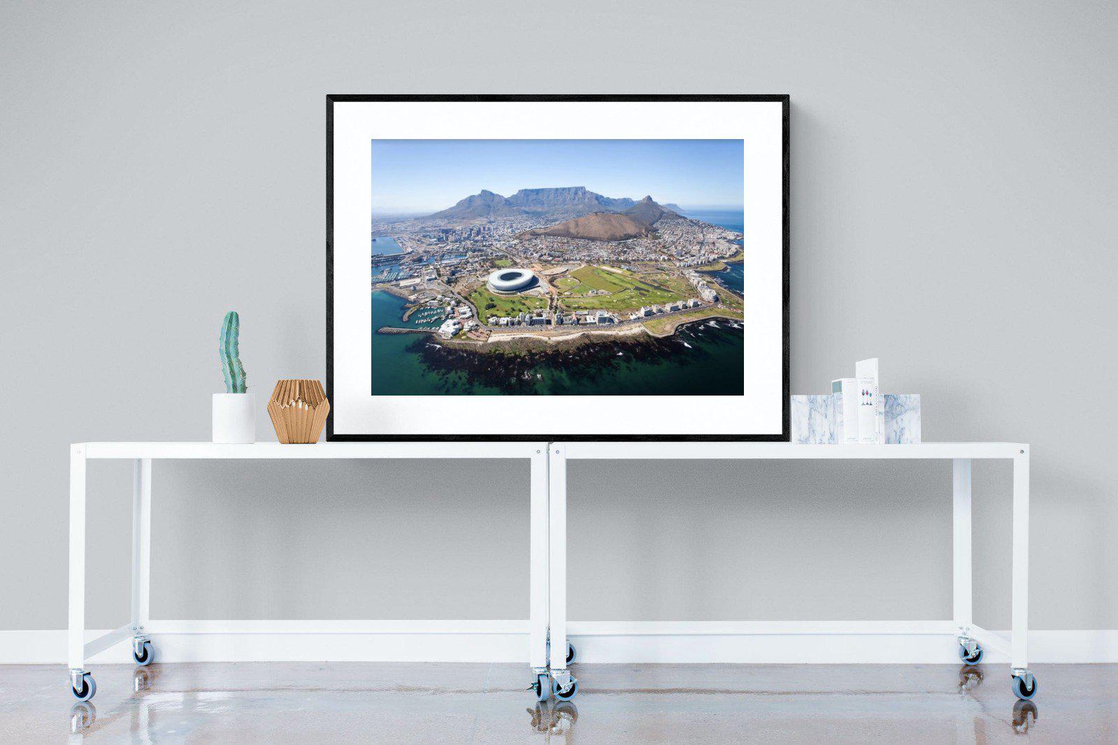 Cape Town by Air-Wall_Art-120 x 90cm-Framed Print-Black-Pixalot
