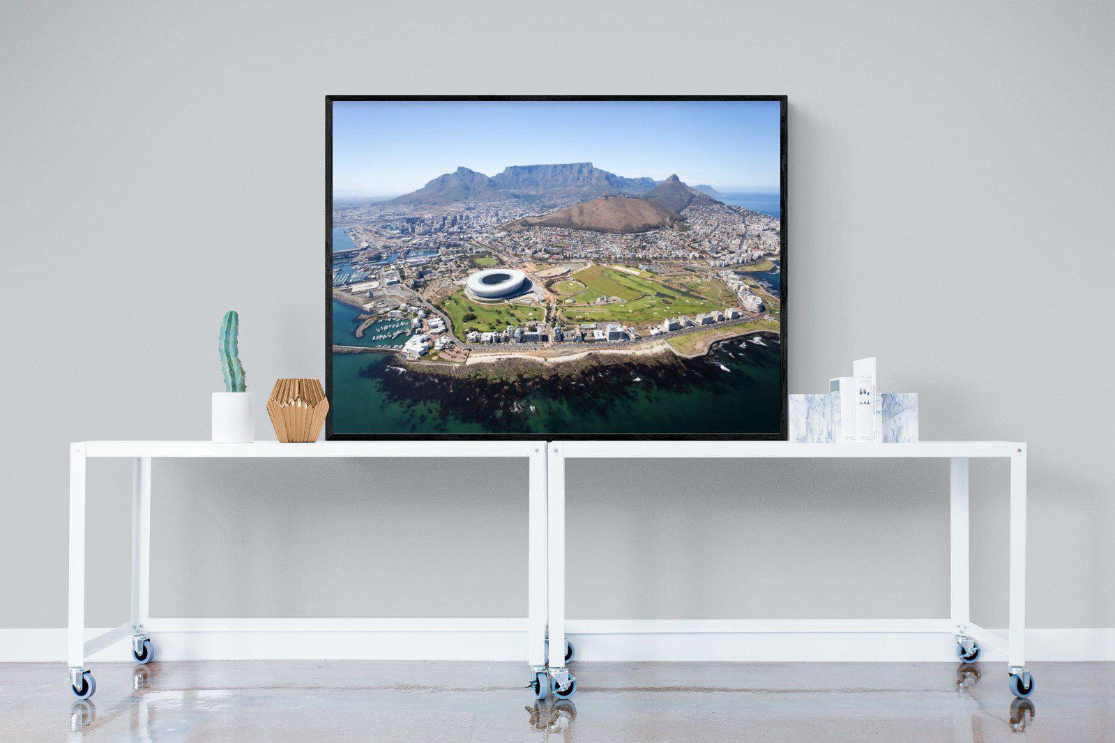 Cape Town by Air-Wall_Art-120 x 90cm-Mounted Canvas-Black-Pixalot