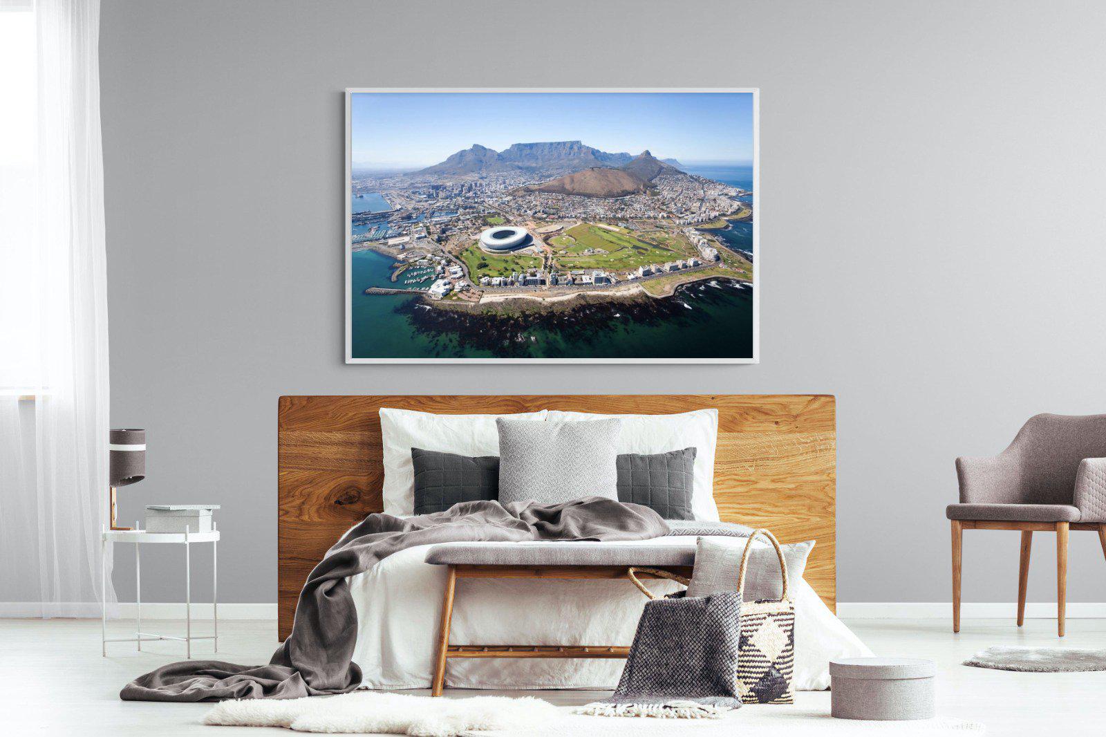 Cape Town by Air-Wall_Art-150 x 100cm-Mounted Canvas-White-Pixalot