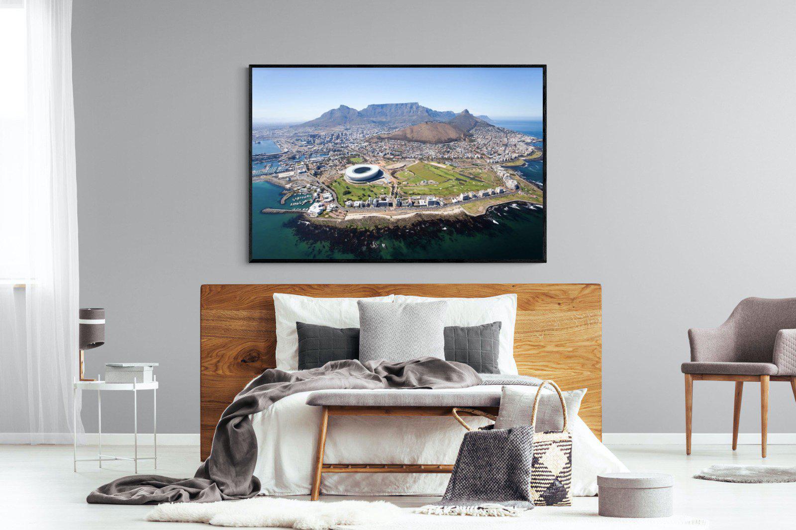 Cape Town by Air-Wall_Art-150 x 100cm-Mounted Canvas-Black-Pixalot