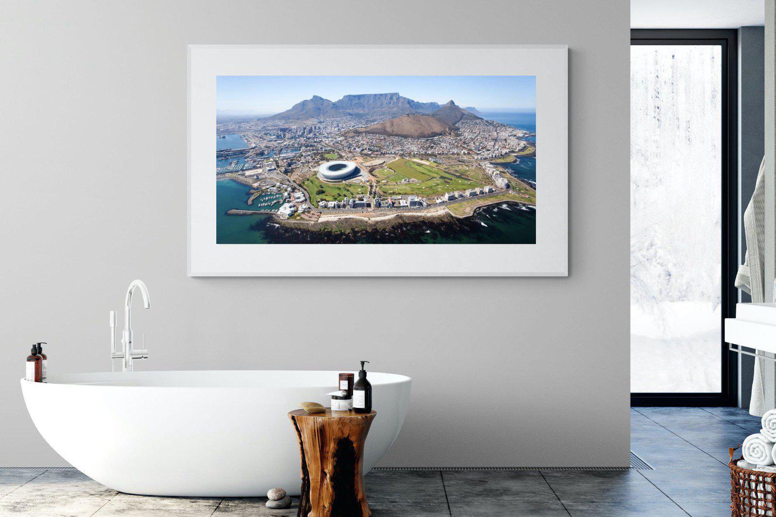 Cape Town by Air-Wall_Art-180 x 110cm-Framed Print-White-Pixalot