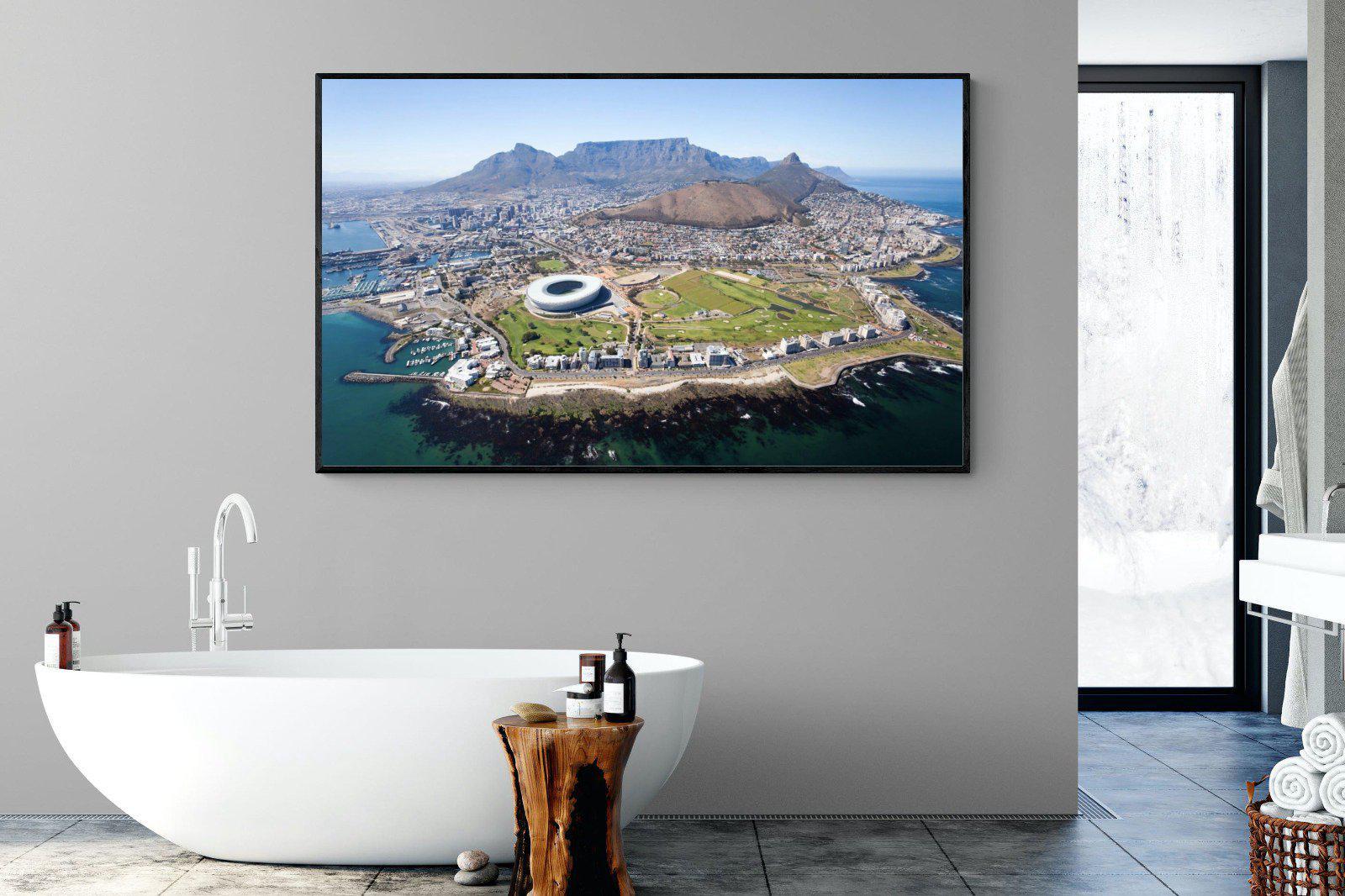 Cape Town by Air-Wall_Art-180 x 110cm-Mounted Canvas-Black-Pixalot