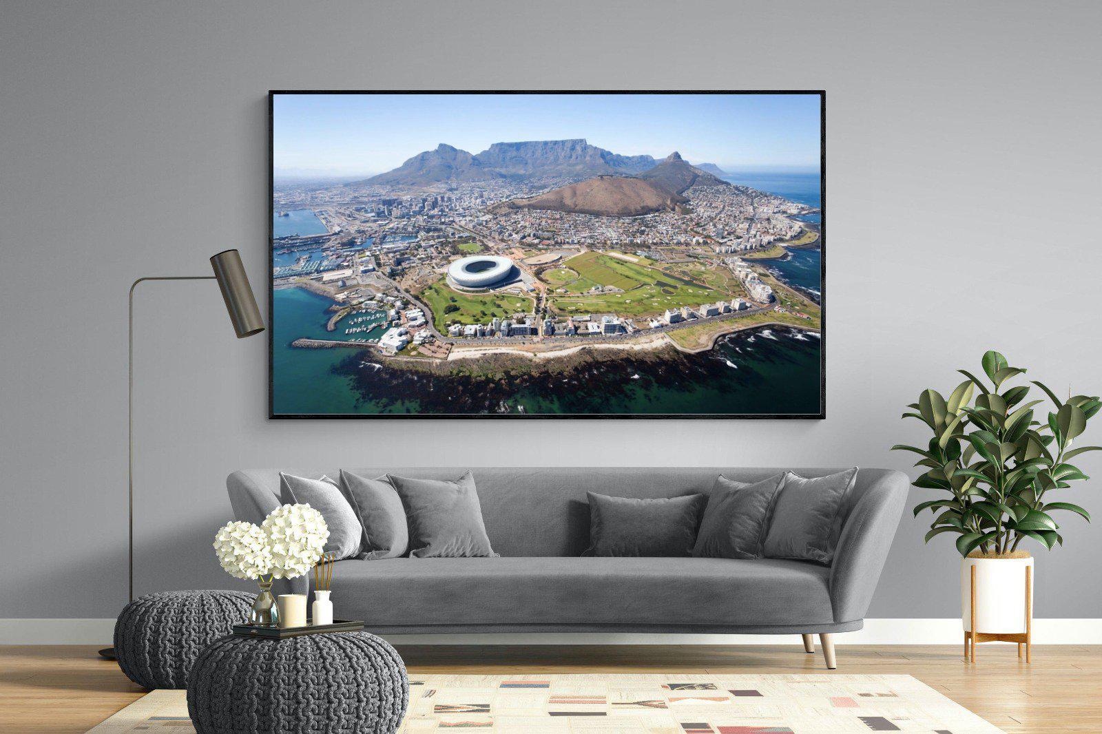 Cape Town by Air-Wall_Art-220 x 130cm-Mounted Canvas-Black-Pixalot