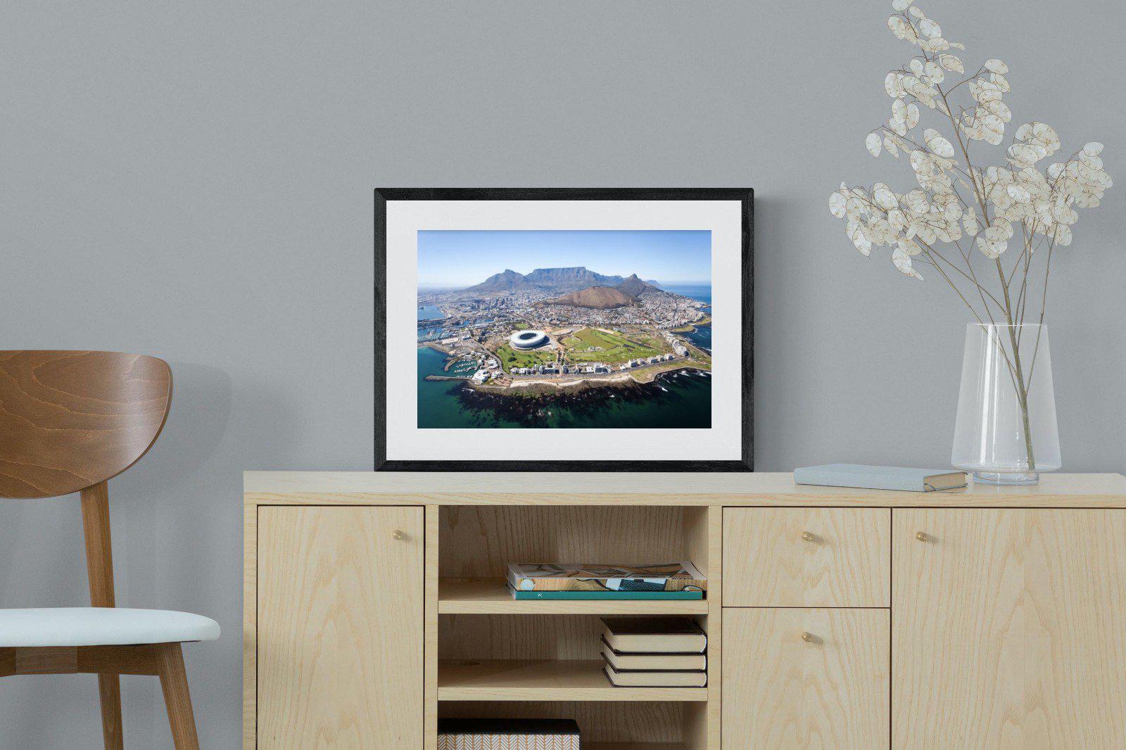 Cape Town by Air-Wall_Art-60 x 45cm-Framed Print-Black-Pixalot