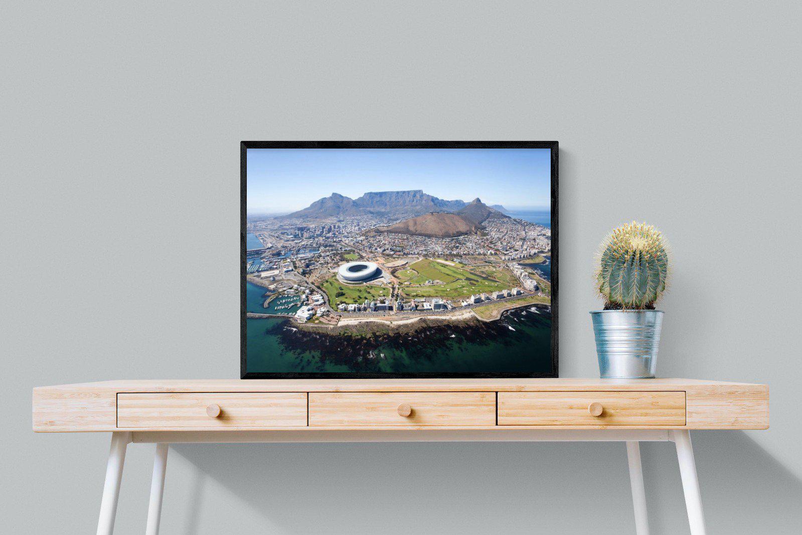 Cape Town by Air-Wall_Art-80 x 60cm-Mounted Canvas-Black-Pixalot