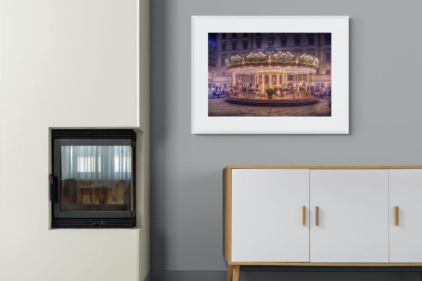 Carousel-Wall_Art-100 x 75cm-Framed Print-White-Pixalot